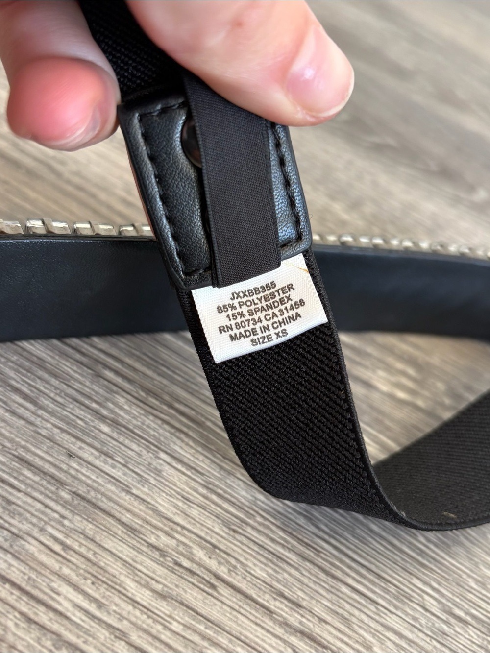 BCBG MAXAZRIA Black Crystal-Embellished Stretch Snap Closure Belt Size XS - Picture 5 of 5